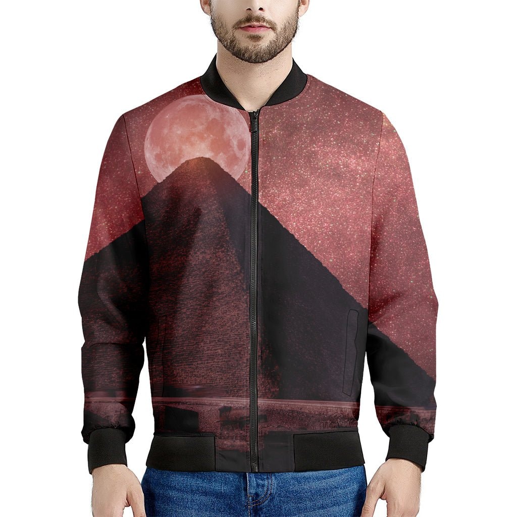 Bloody Moon Pyramid Print Men's Bomber Jacket - Premium Polyester