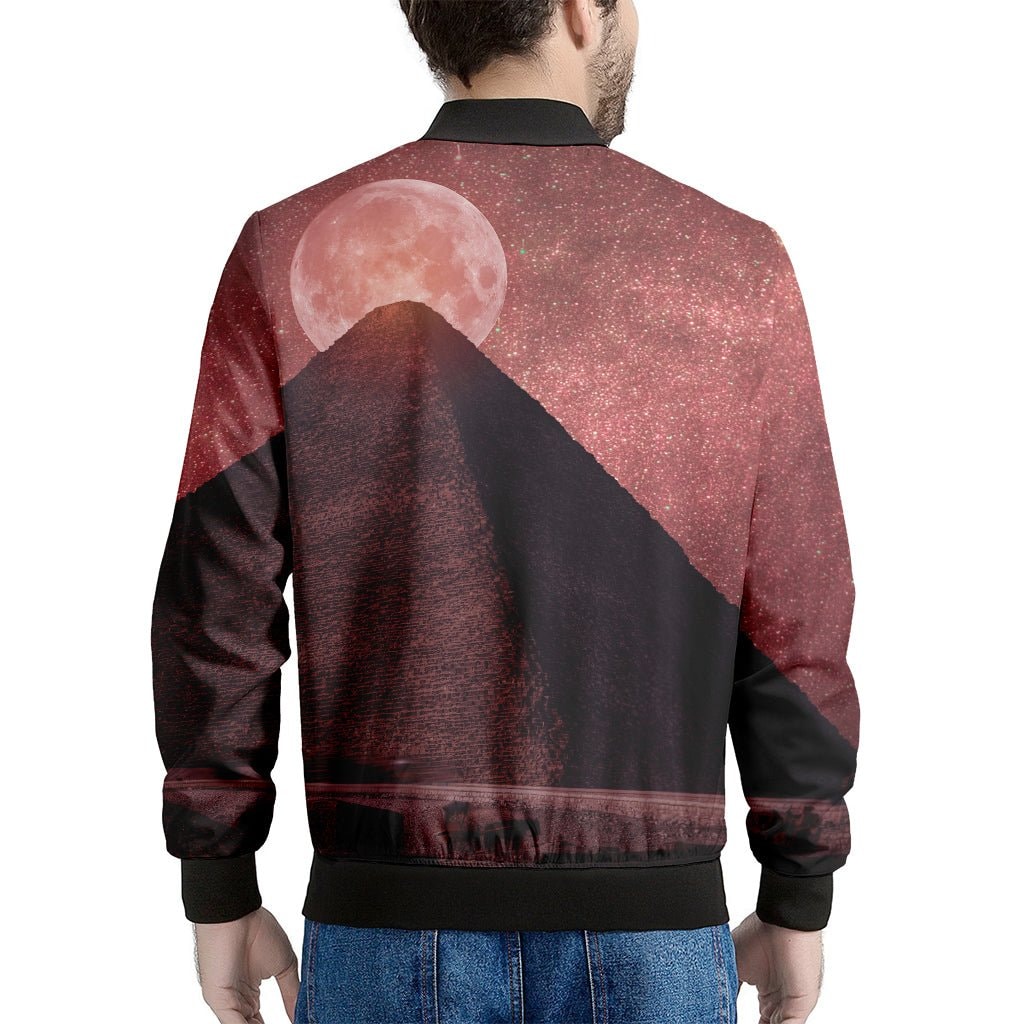 Bloody Moon Pyramid Print Men's Bomber Jacket - Premium Polyester