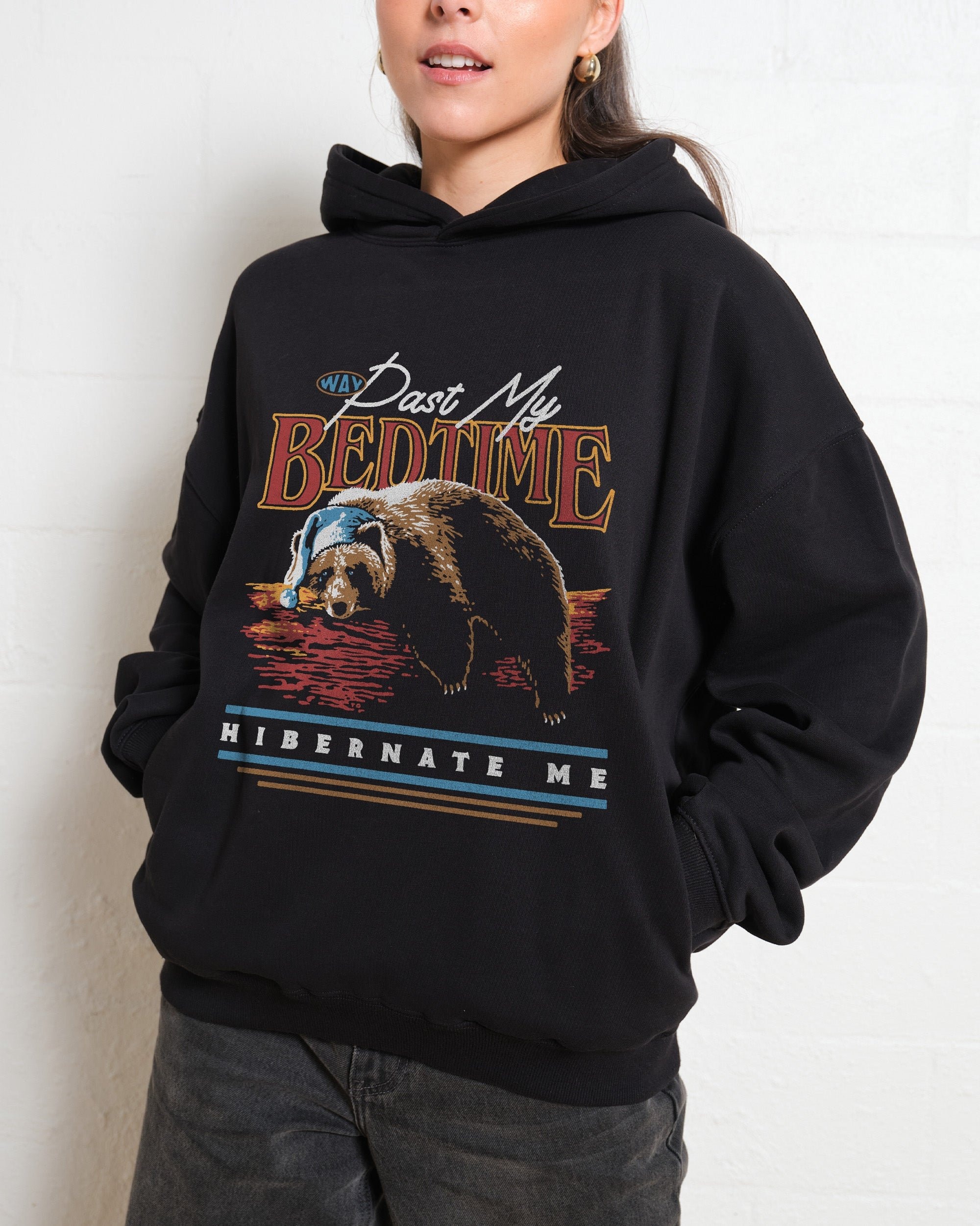 Way Past My Bedtime Unisex Graphic Hoodie - 90s Boxy Fit, 340gsm Cotton-Poly