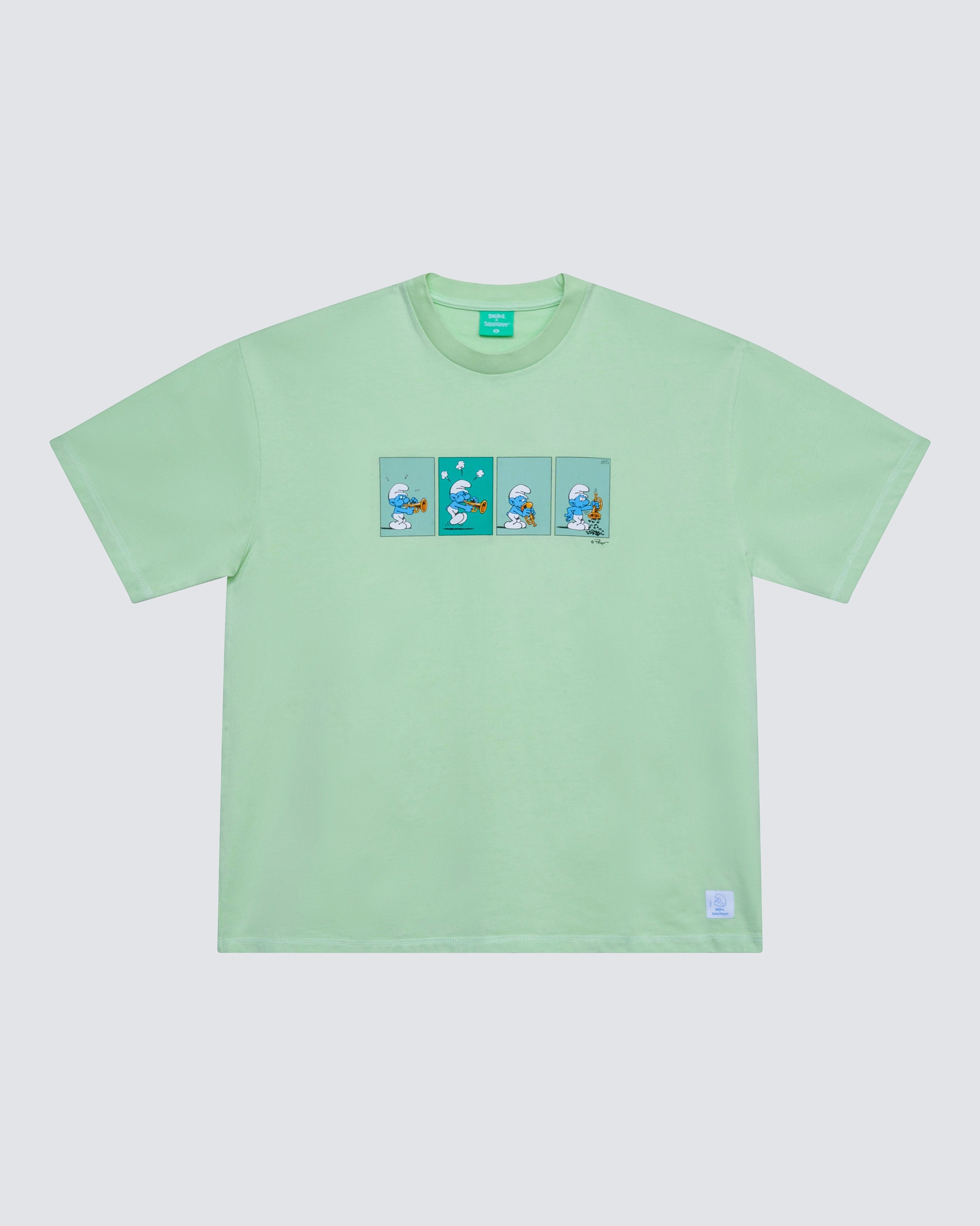 Trumpet Trouble Oversized Graphic Tee Smurfs Unisex 90s Boxy Fit Cotton T-Shirt