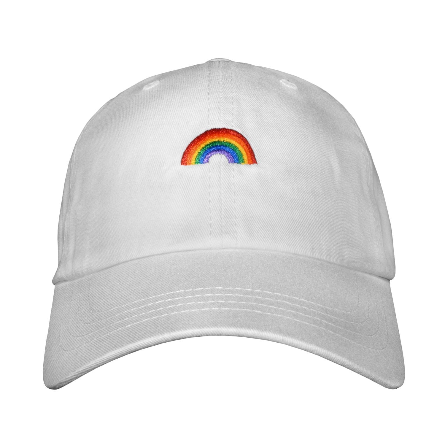 Rainbow Dad Hat - Embroidered USA Made Cotton Unstructured Adjustable Cap