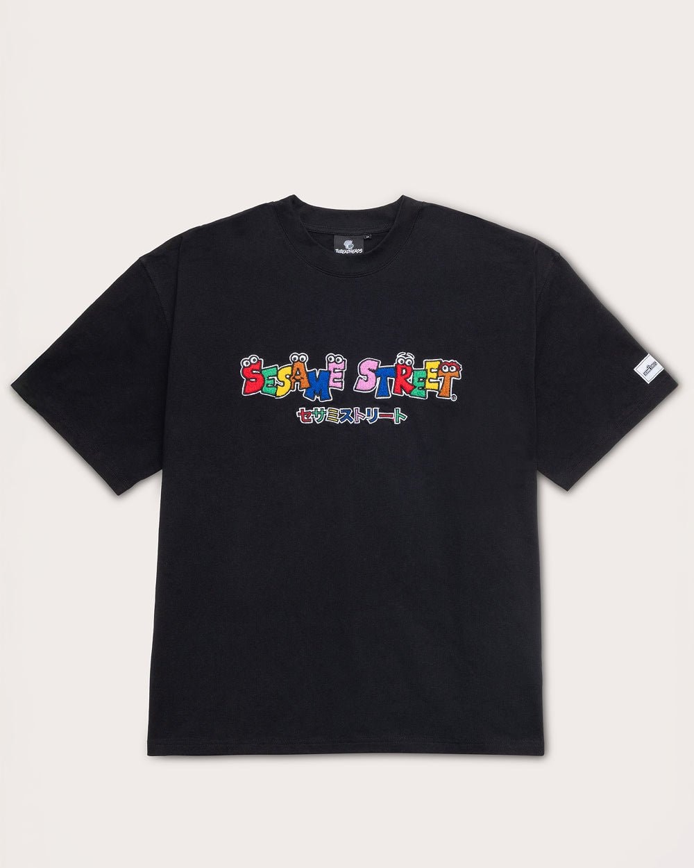 Tokyo Bin Party Black Oversized Graphic Tee Sesame Street Collab 100% Combed Cotton