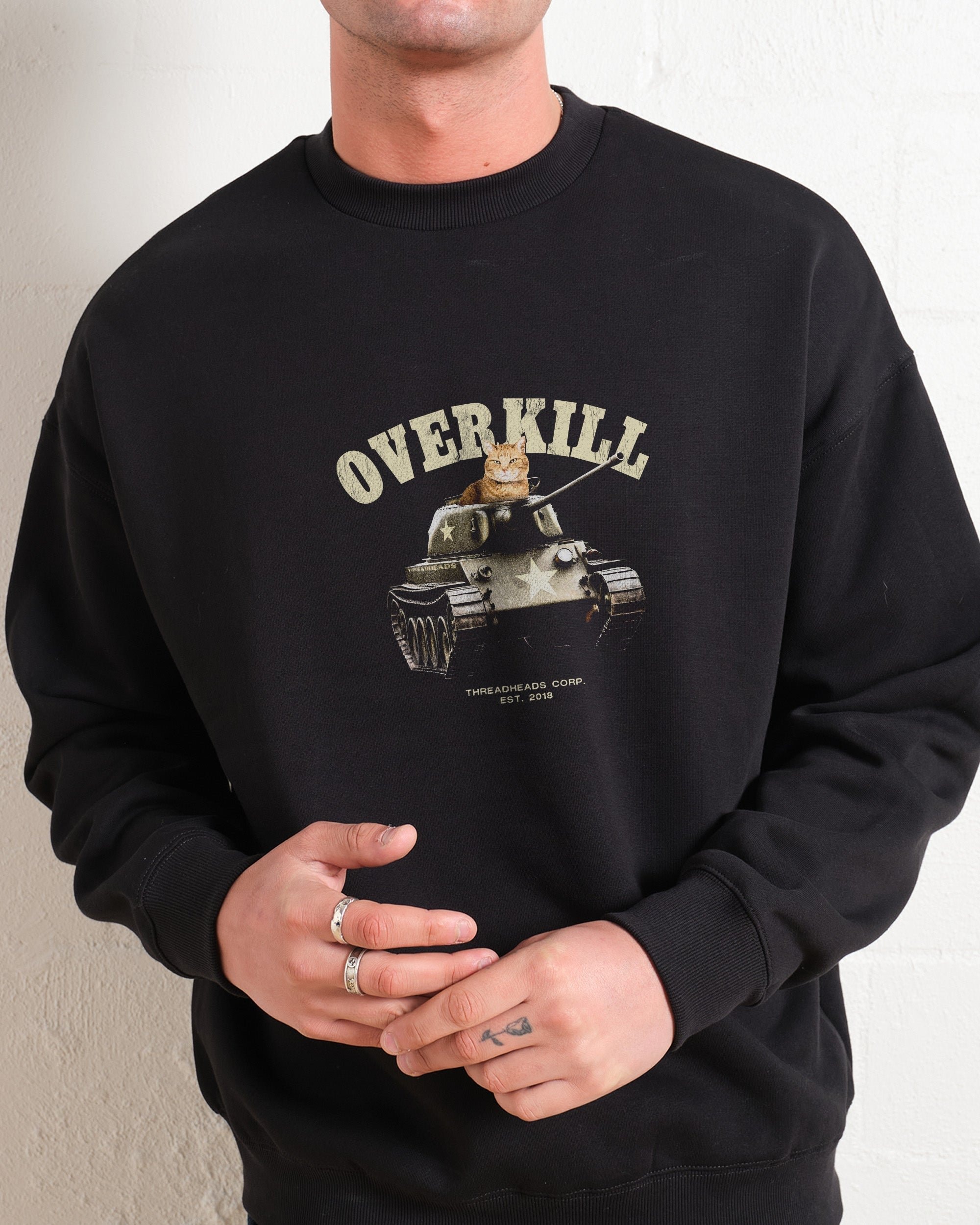 Overkill Sweatshirt - Premium Unisex Graphic Sweatshirt by Threadheads