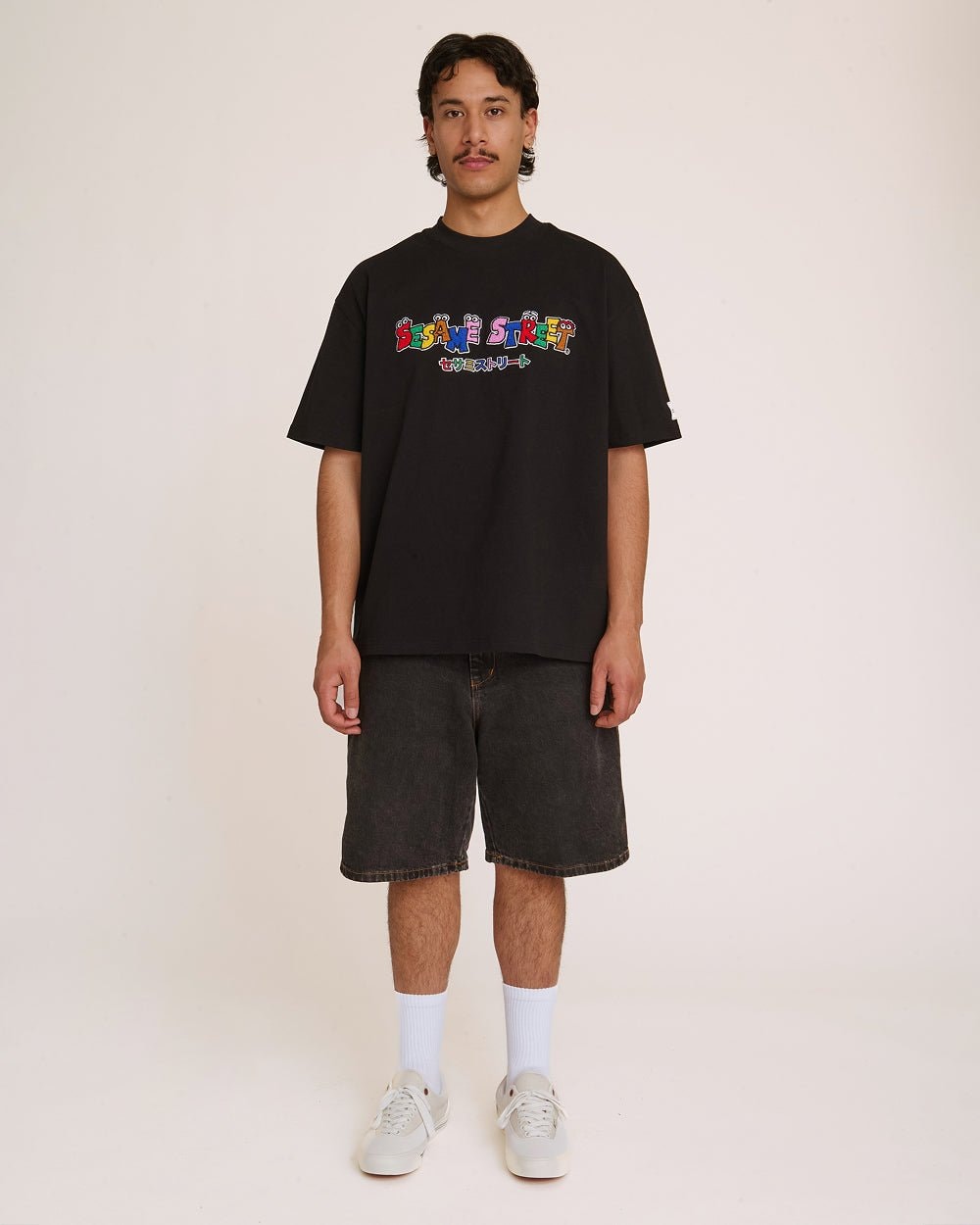 Tokyo Bin Party Black Oversized Graphic Tee Sesame Street Collab 100% Combed Cotton