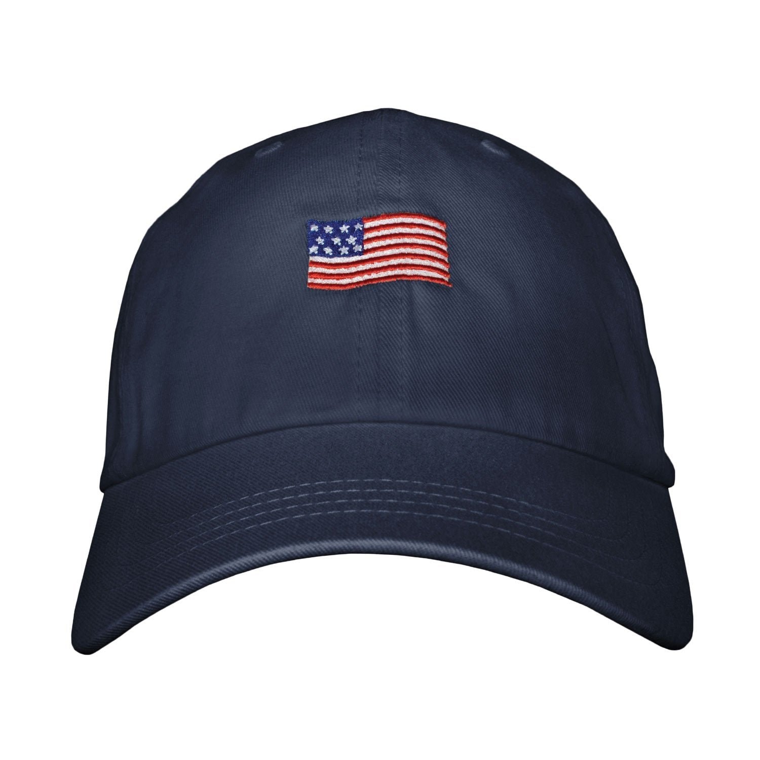 American Flag Dad Hat - Embroidered USA Unstructured Cotton Twill Adjustable Snapback
