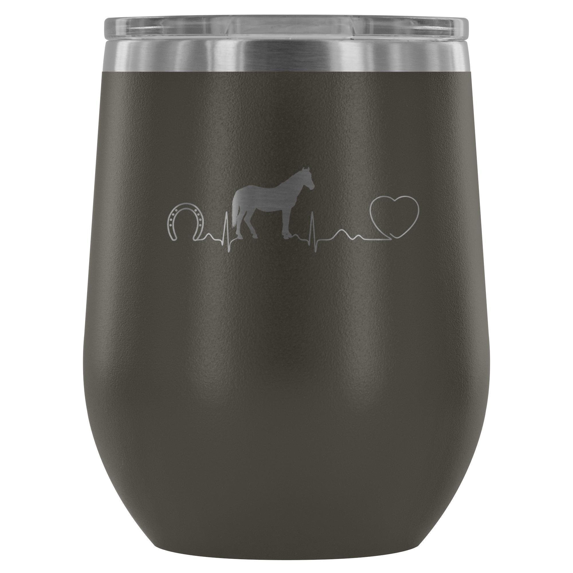 Horse Pulse 12oz Stainless Steel Wine Tumbler - Large Animal Vet Gift