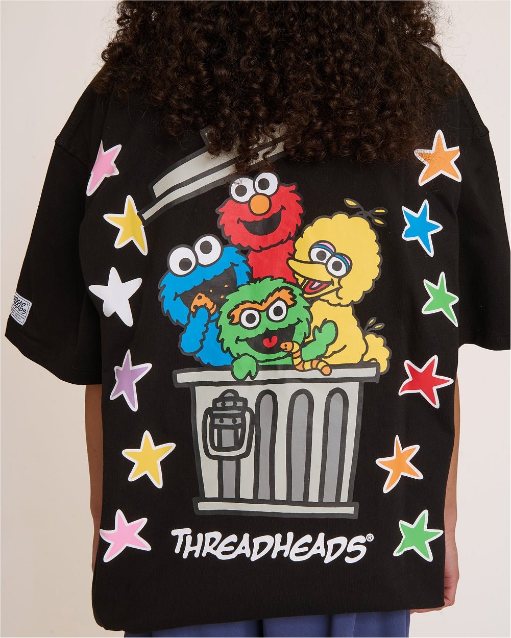 Tokyo Bin Party Black Oversized Graphic Tee Sesame Street Collab 100% Combed Cotton