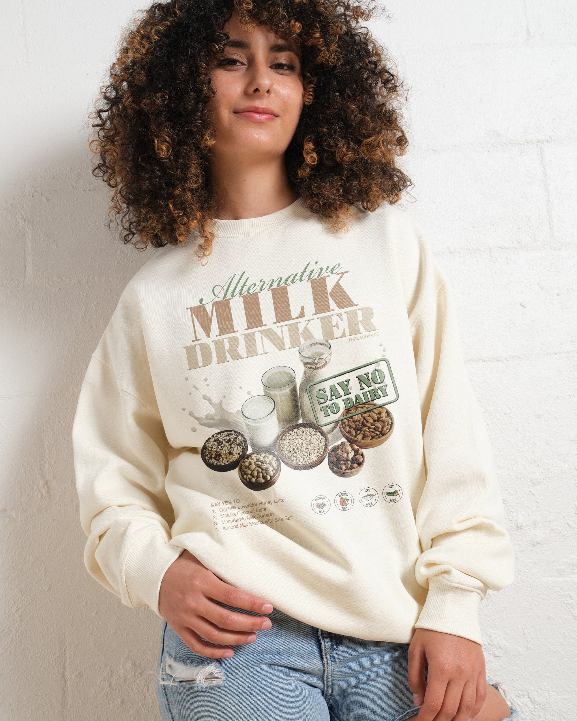 Alternative Milk Drinker Sweatshirt - Unisex Graphic Sweatshirt by Threadheads