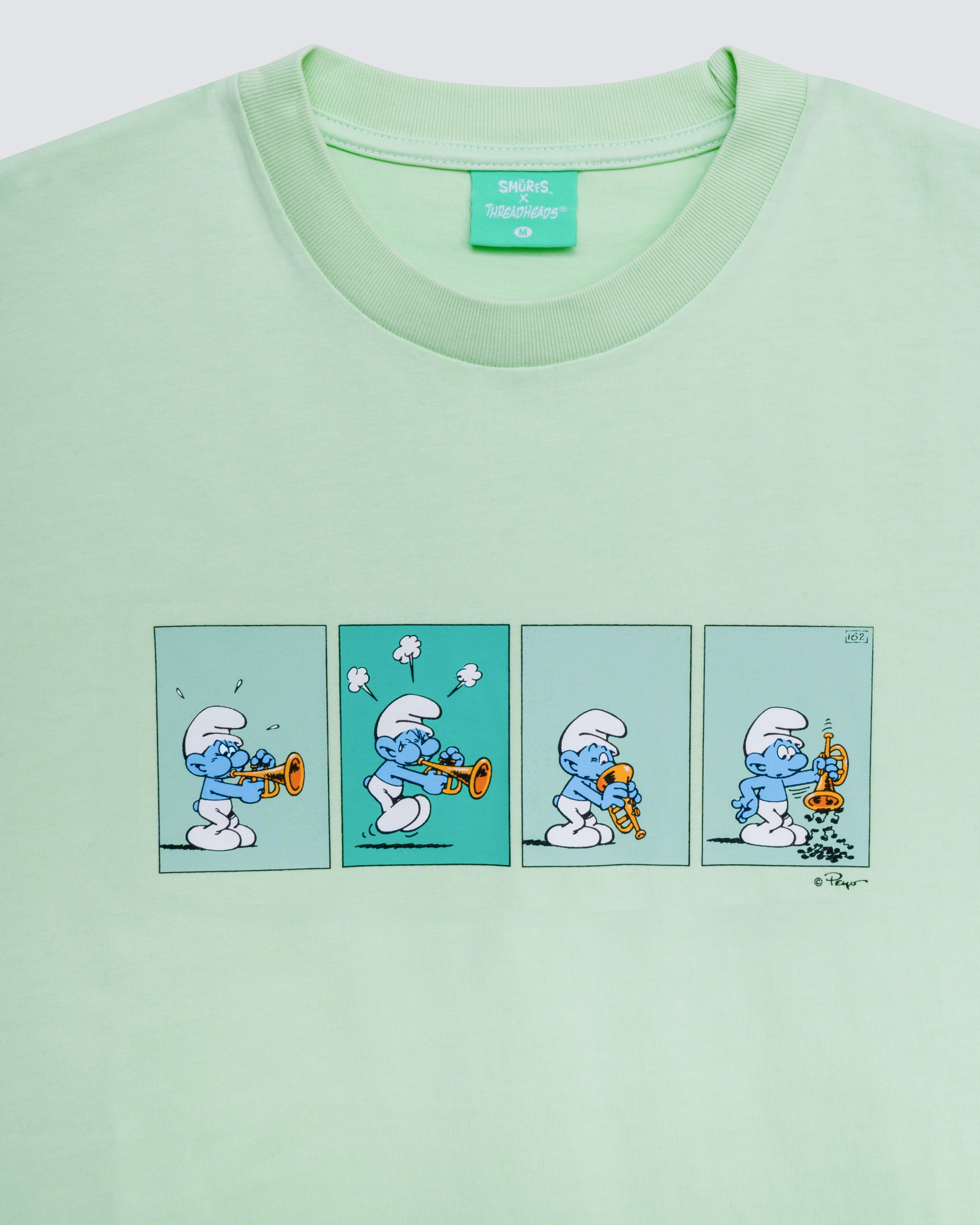 Trumpet Trouble Oversized Graphic Tee Smurfs Unisex 90s Boxy Fit Cotton T-Shirt