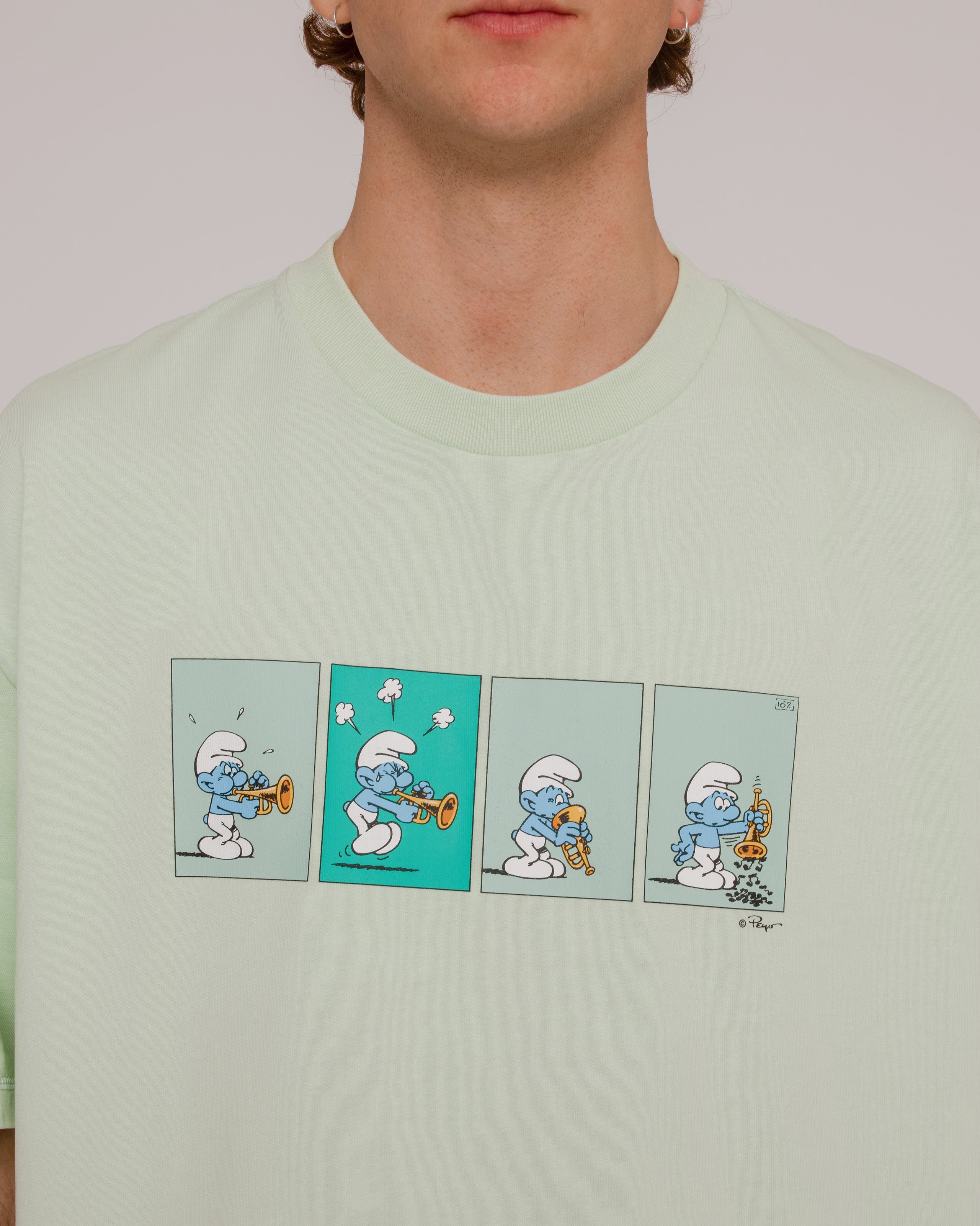 Trumpet Trouble Oversized Graphic Tee Smurfs Unisex 90s Boxy Fit Cotton T-Shirt