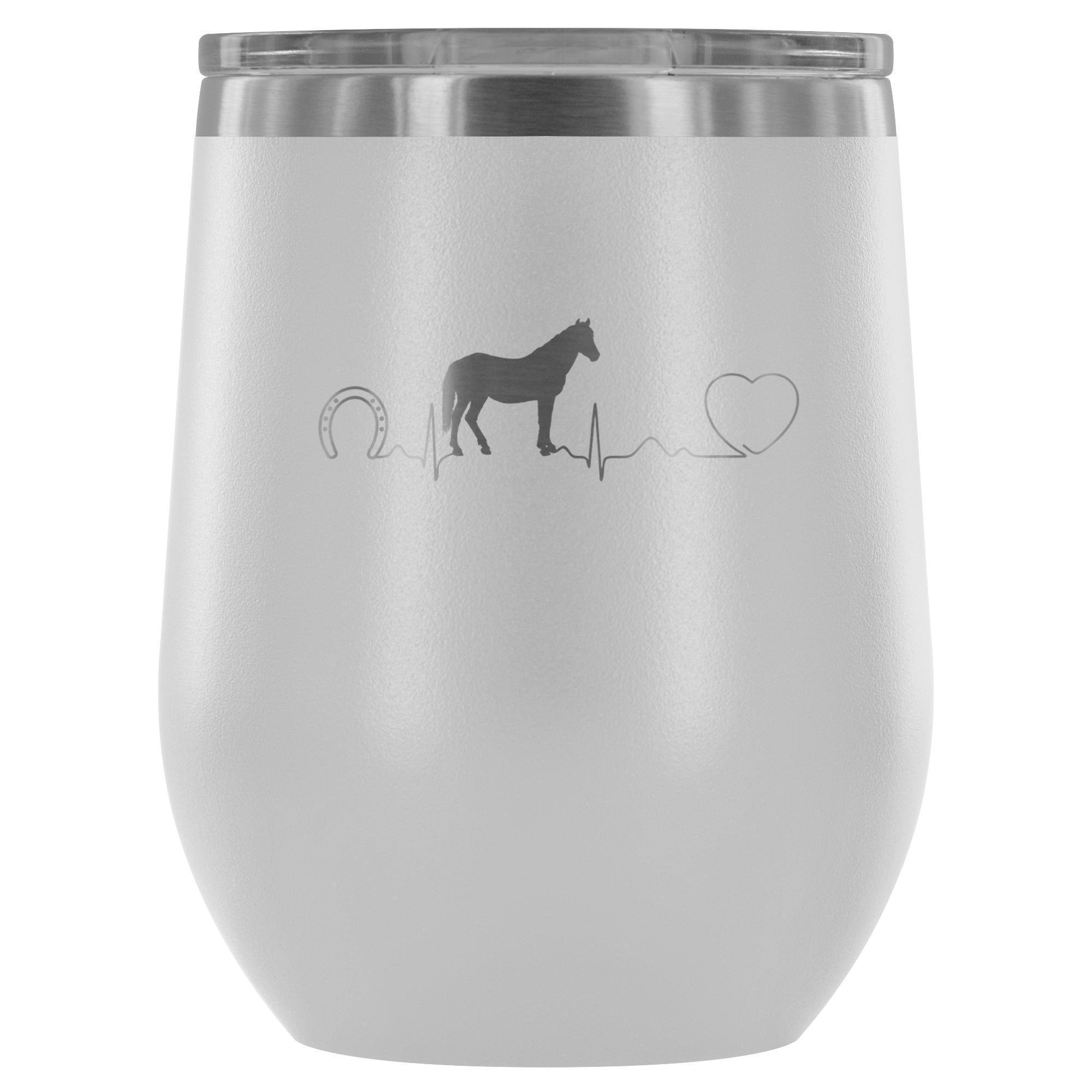 Horse Pulse 12oz Stainless Steel Wine Tumbler - Large Animal Vet Gift
