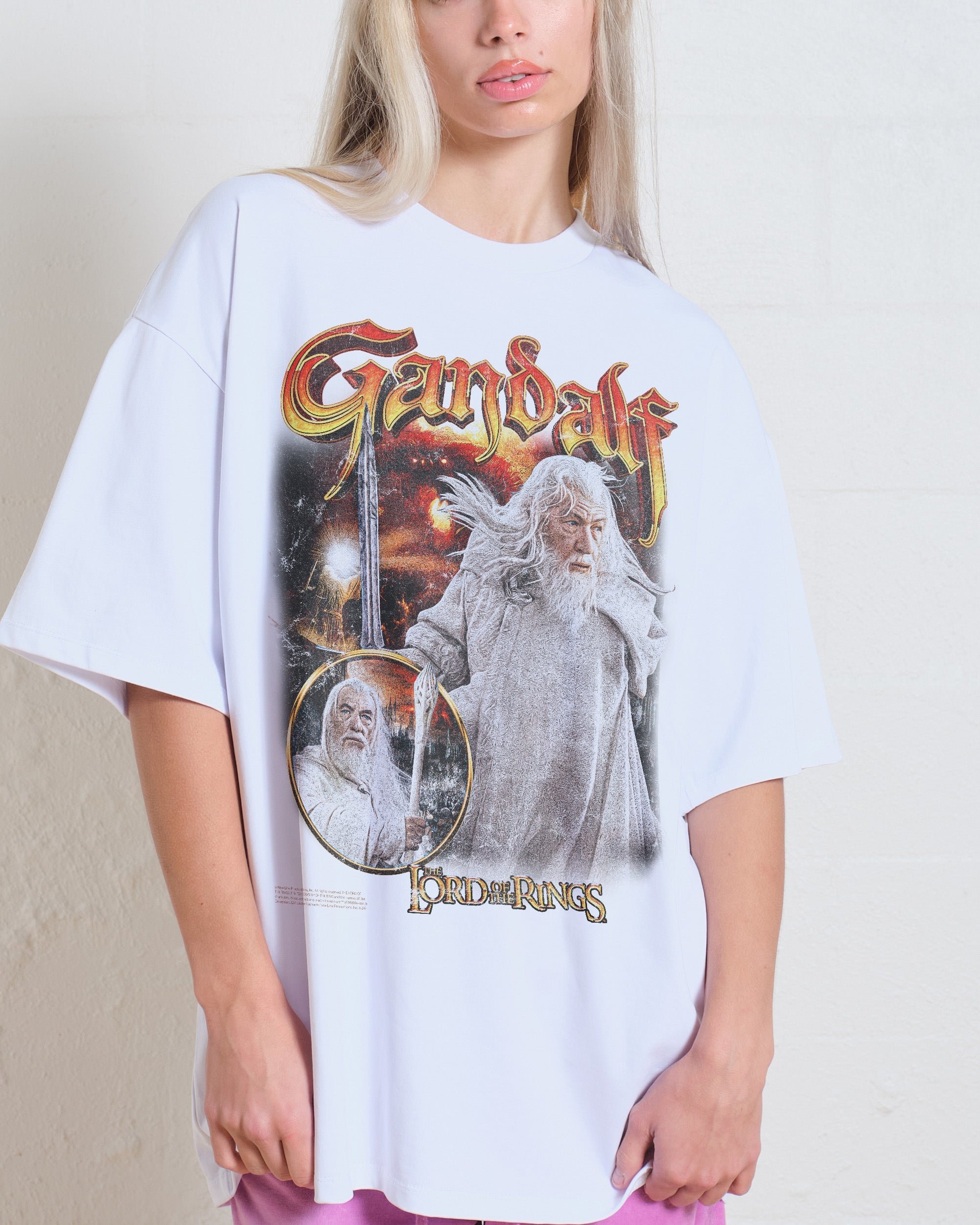 Gandalf the White Oversized T-Shirt - Lord of the Rings Graphic Tee Unisex White