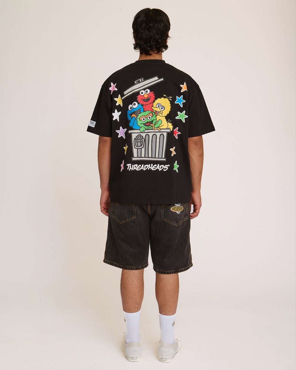 Tokyo Bin Party Black Oversized Graphic Tee Sesame Street Collab 100% Combed Cotton